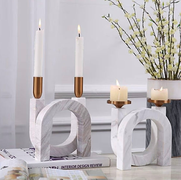 Curved Marble Candle Holder
