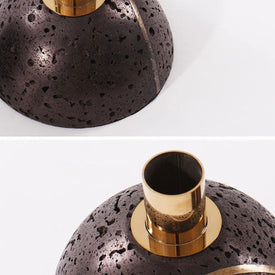 Sculpted Stone Candle Holder - Black