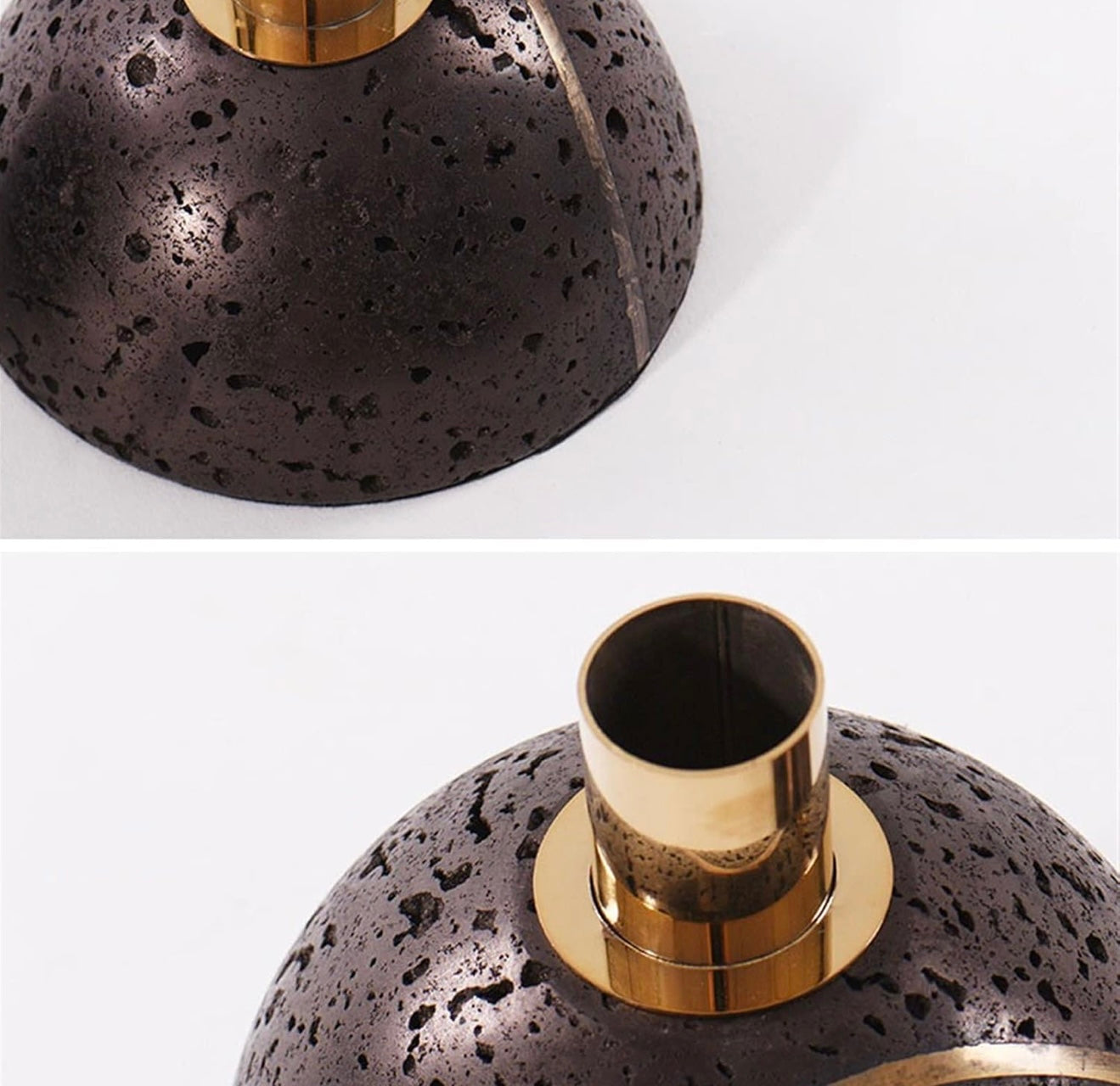 Sculpted Stone Candle Holder - Black