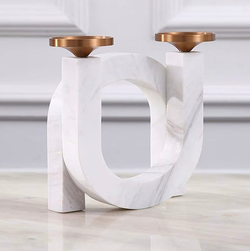 Curved Marble Candle Holder