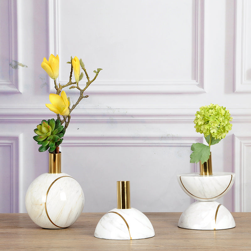 Sculpted Stone Candle Holder - White