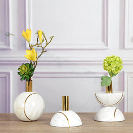 Sculpted Stone Candle Holder - White