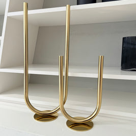 Gold Curve Timsa Candle Holder