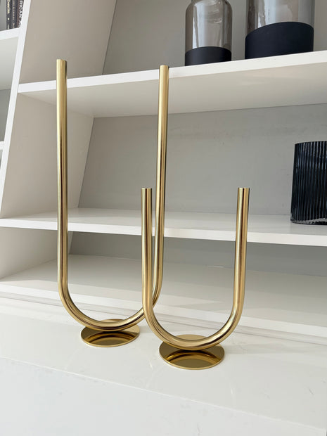 Gold Curve Timsa Candle Holder