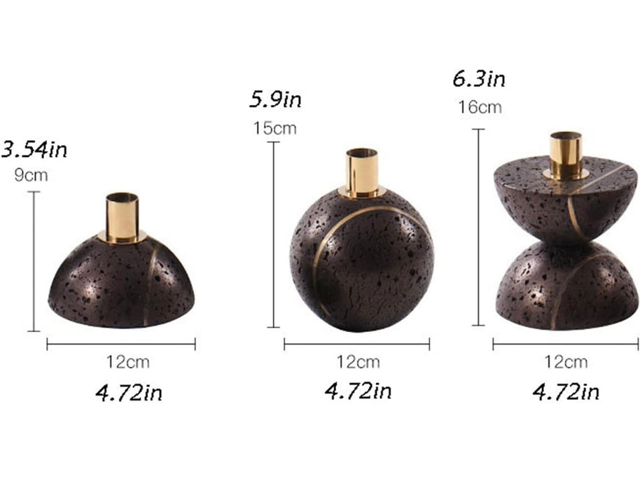 Sculpted Stone Candle Holder - Black