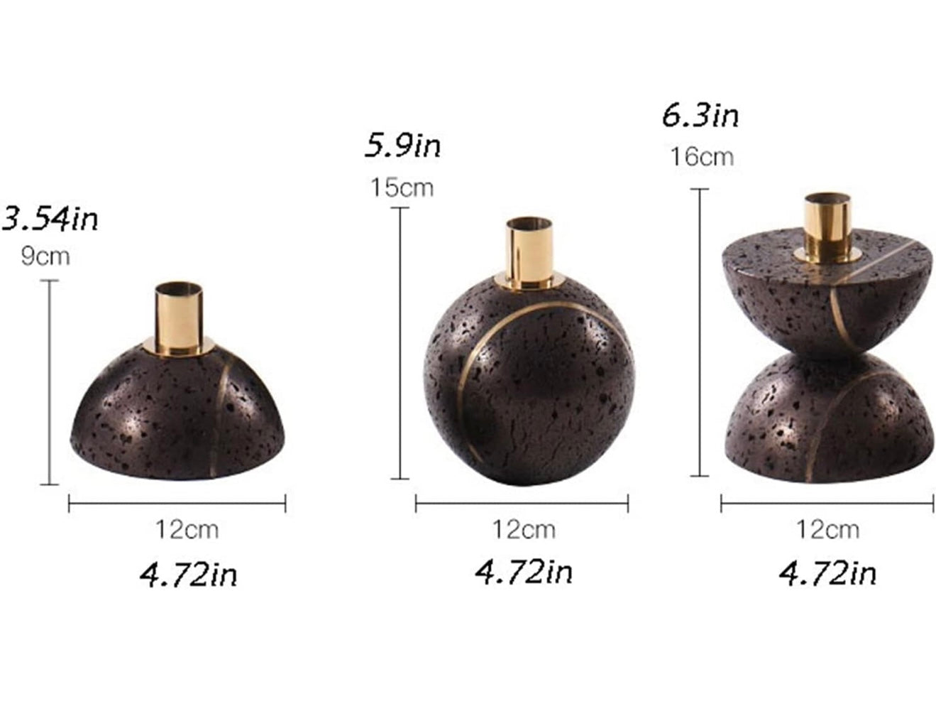 Sculpted Stone Candle Holder - Black