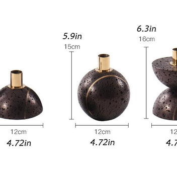 Sculpted Stone Candle Holder - Black