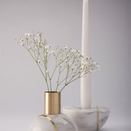 Sculpted Stone Candle Holder - White