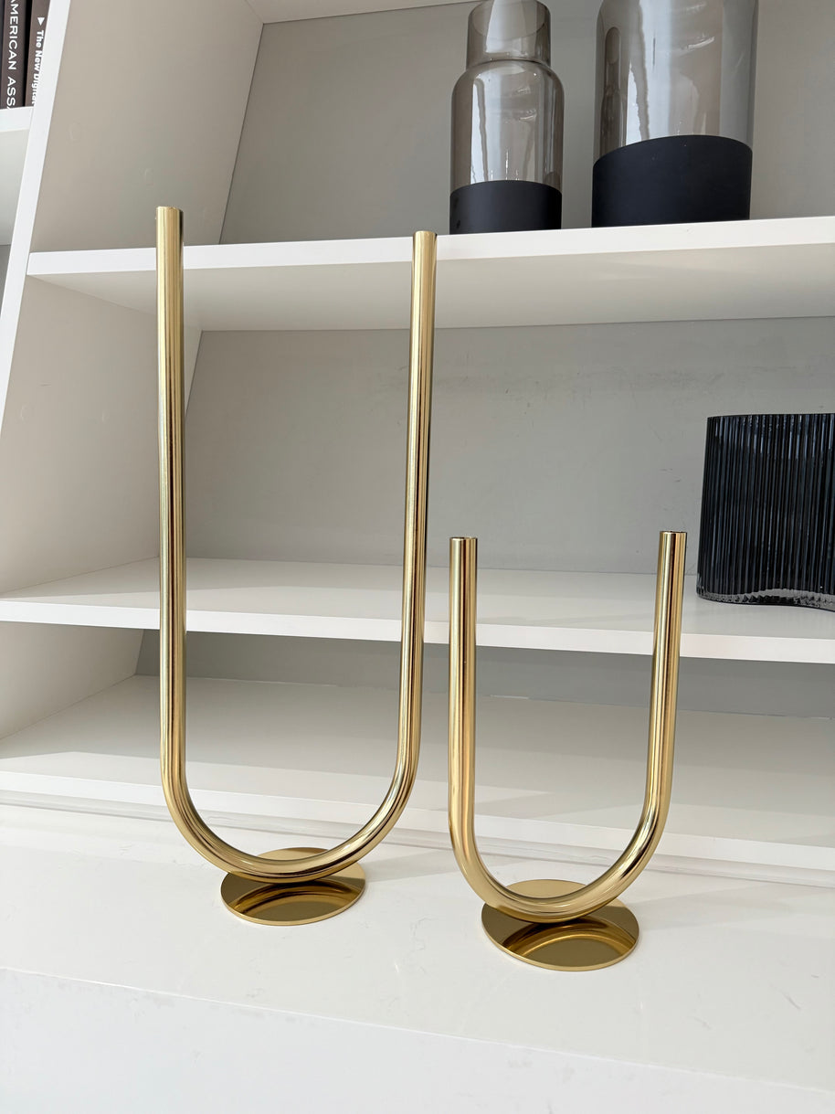 Gold Curve Timsa Candle Holder