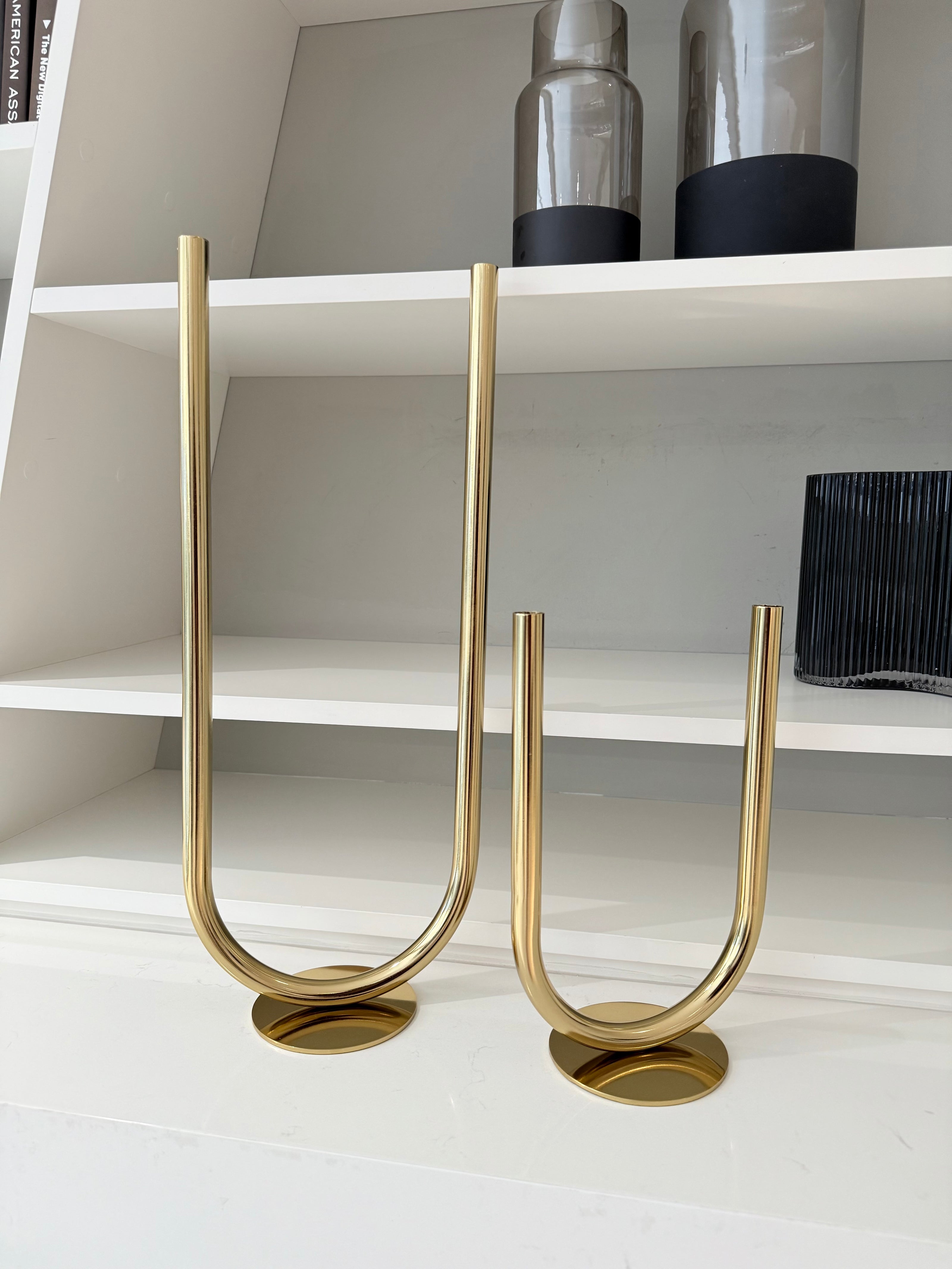 Gold Curve Timsa Candle Holder