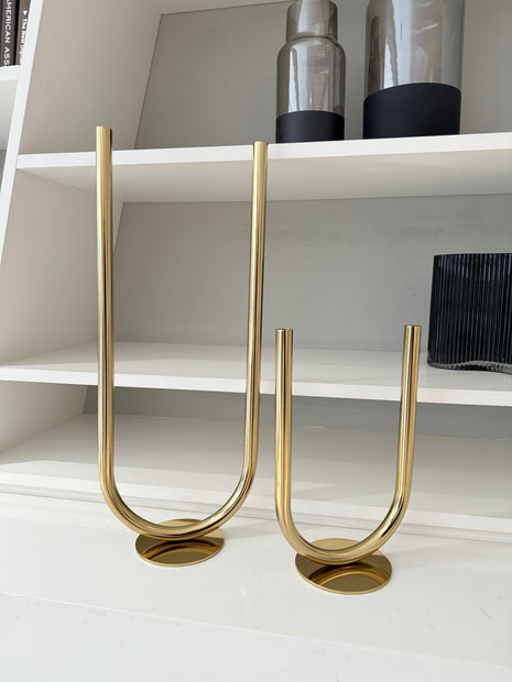 Gold Curve Timsa Candle Holder