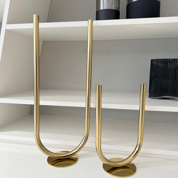 Gold Curve Timsa Candle Holder
