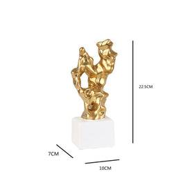 Gold and White Abstract Ceramic Sculpture