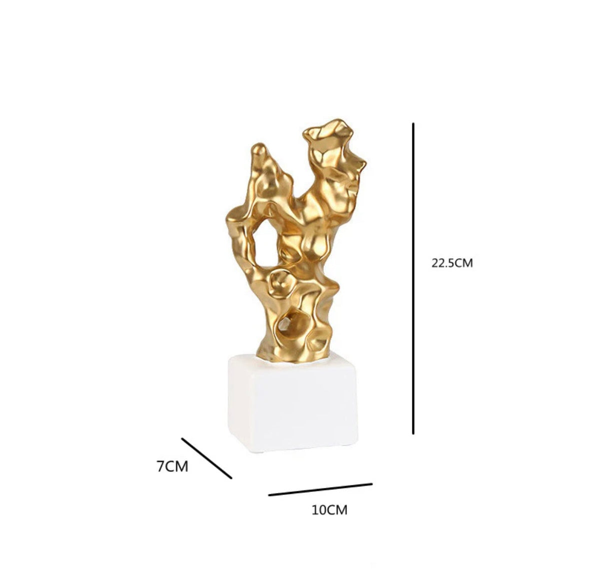 Gold and White Abstract Ceramic Sculpture
