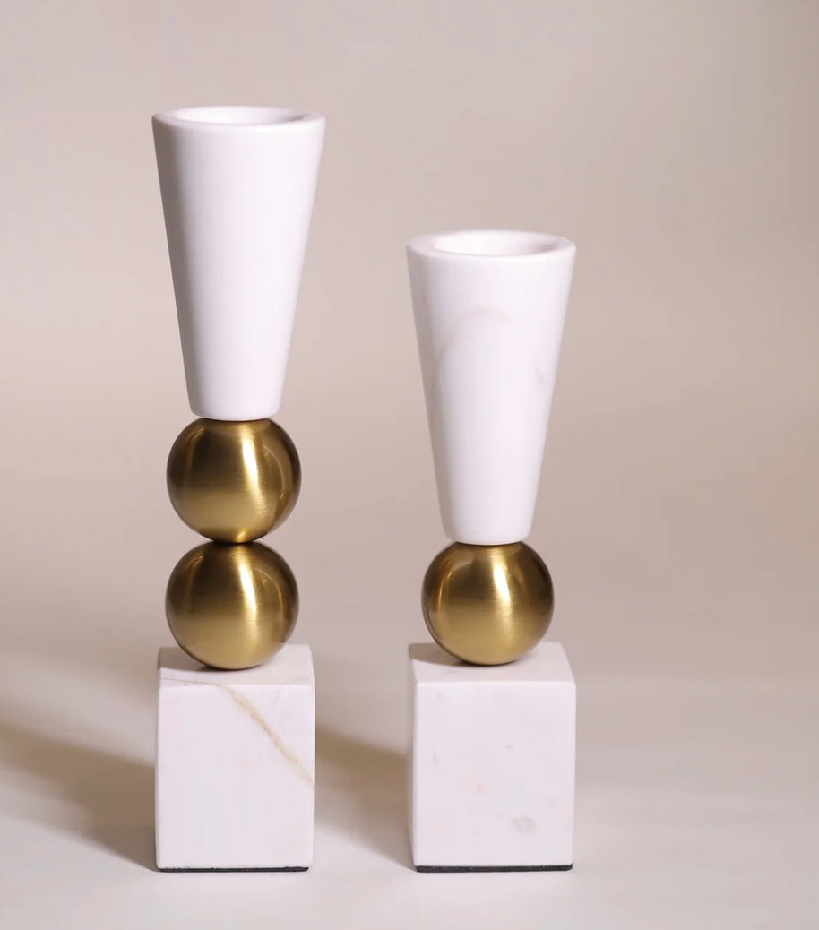 White Marble Duo Candle Holder