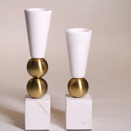 White Marble Duo Candle Holder
