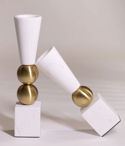 White Marble Duo Candle Holder