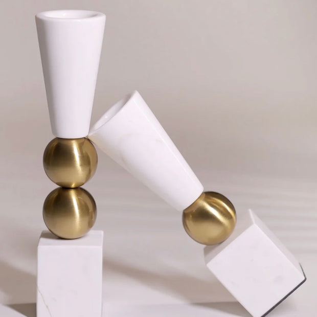 White Marble Duo Candle Holder