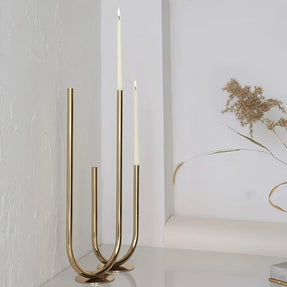 Gold Curve Timsa Candle Holder