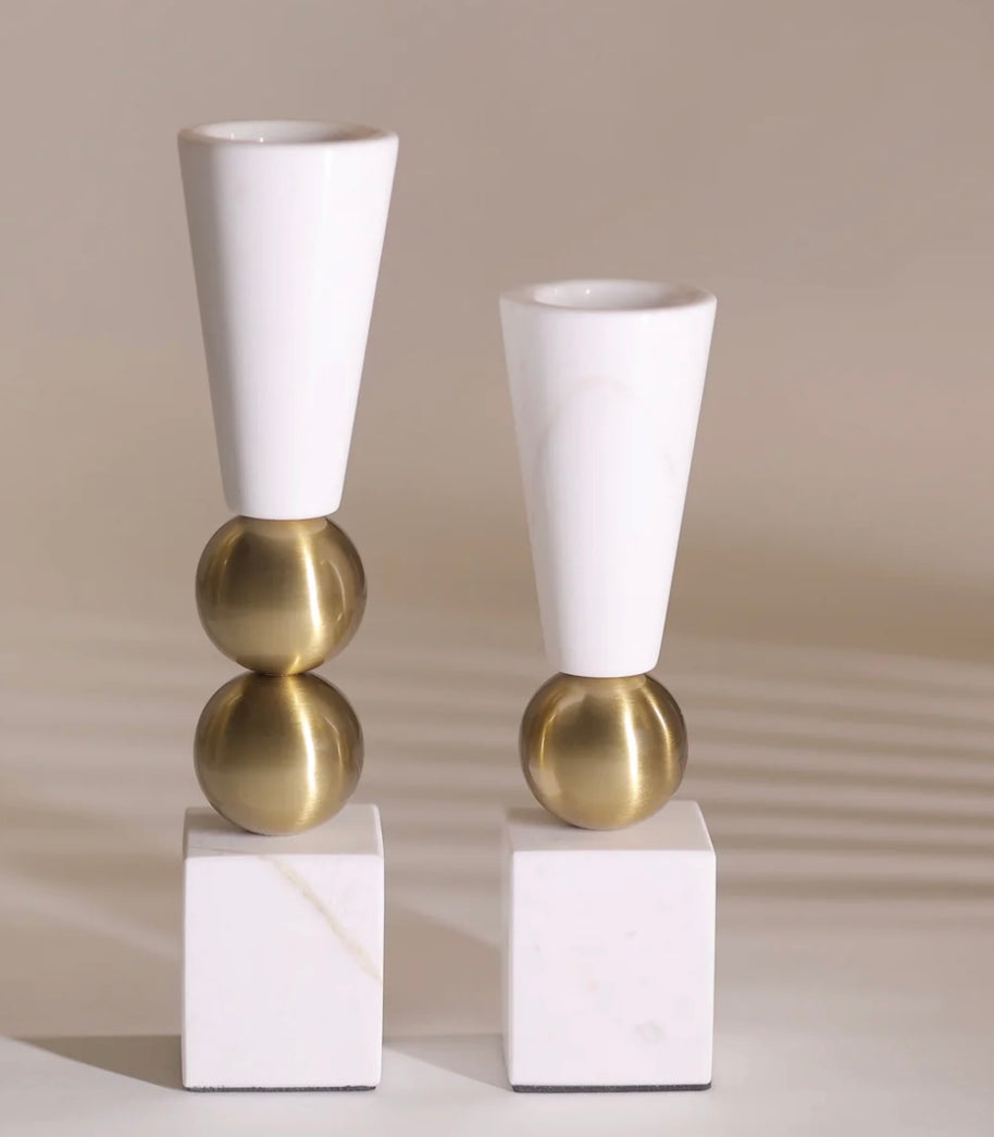 White Marble Duo Candle Holder
