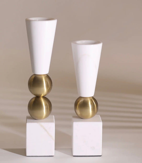 White Marble Duo Candle Holder
