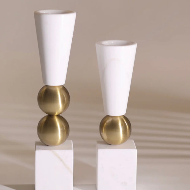 White Marble Duo Candle Holder