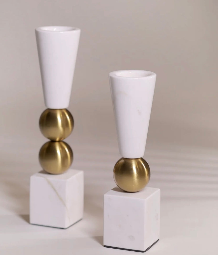 White Marble Duo Candle Holder