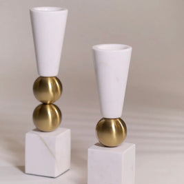 White Marble Duo Candle Holder