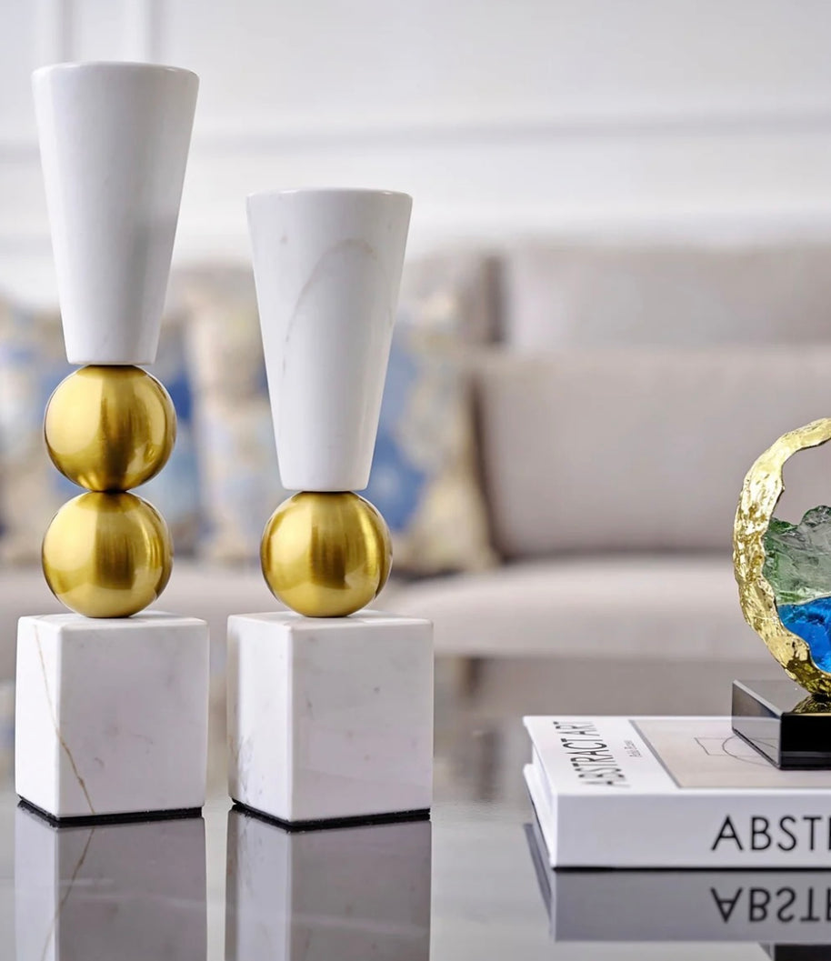 White Marble Duo Candle Holder