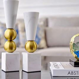 White Marble Duo Candle Holder