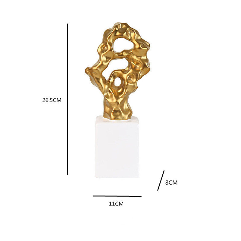Gold and White Abstract Ceramic Sculpture