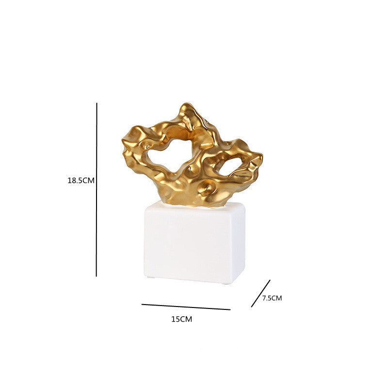 Gold and White Abstract Ceramic Sculpture