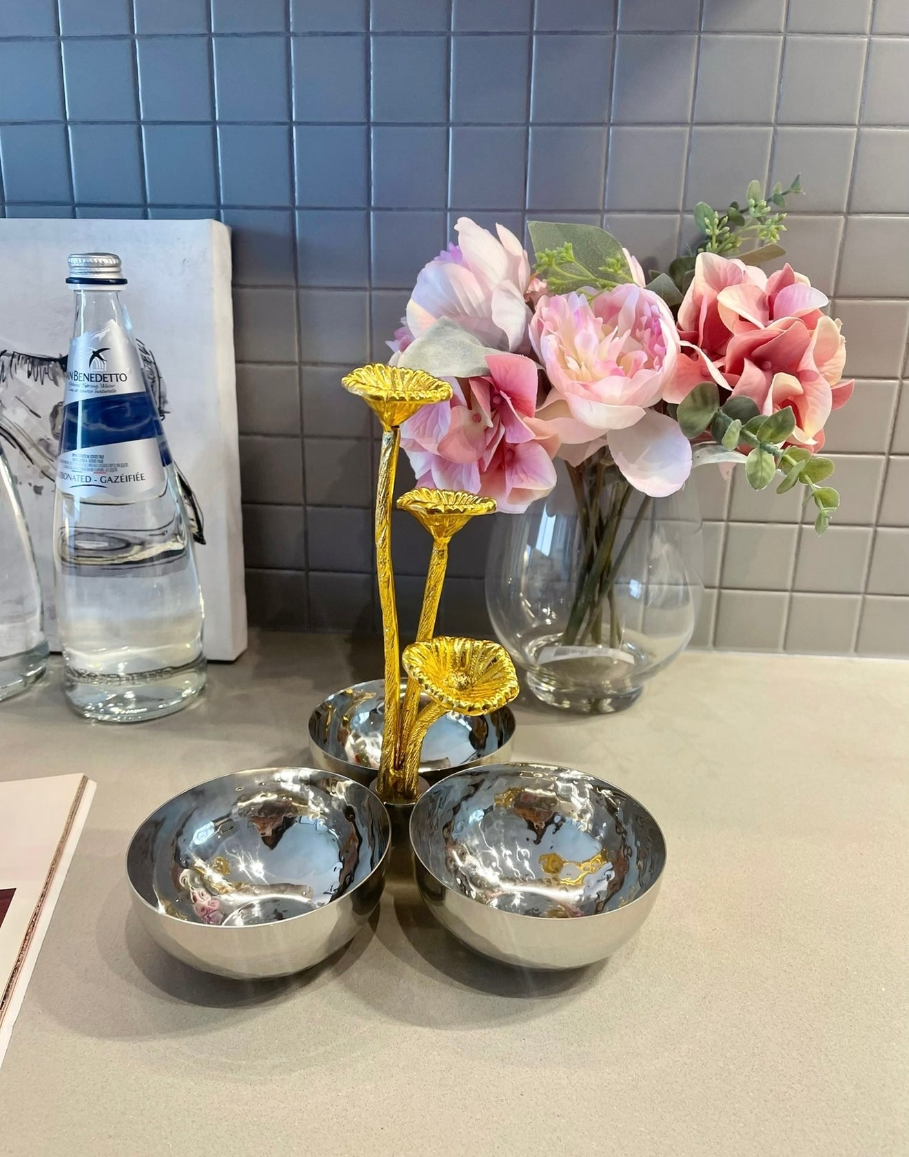 Triple Floral Bowl
